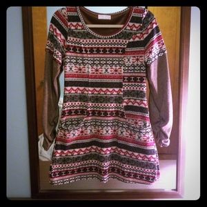 Festive patterned sweater dress